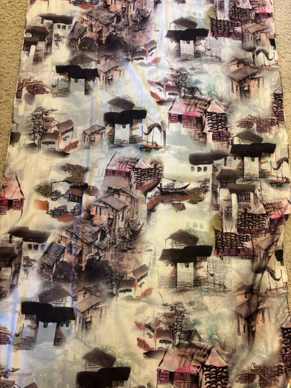 Beautiful  Silk Scarf Made in China-  Pink, Grey, Black